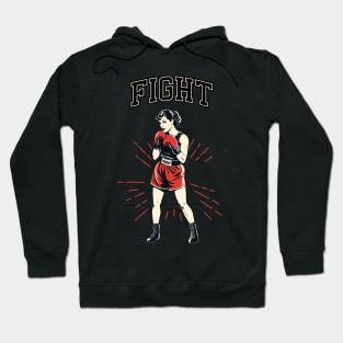 Fight! Retro Woman Boxer Hoodie